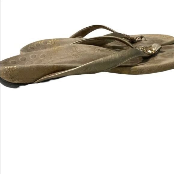 Vionic Womens Gold Floral Flip-Flops With Embellished Strap Size 8 Comfortable A - Picture 4 of 7